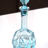 Turquoise blue glass decanter, golden décor, 5O years