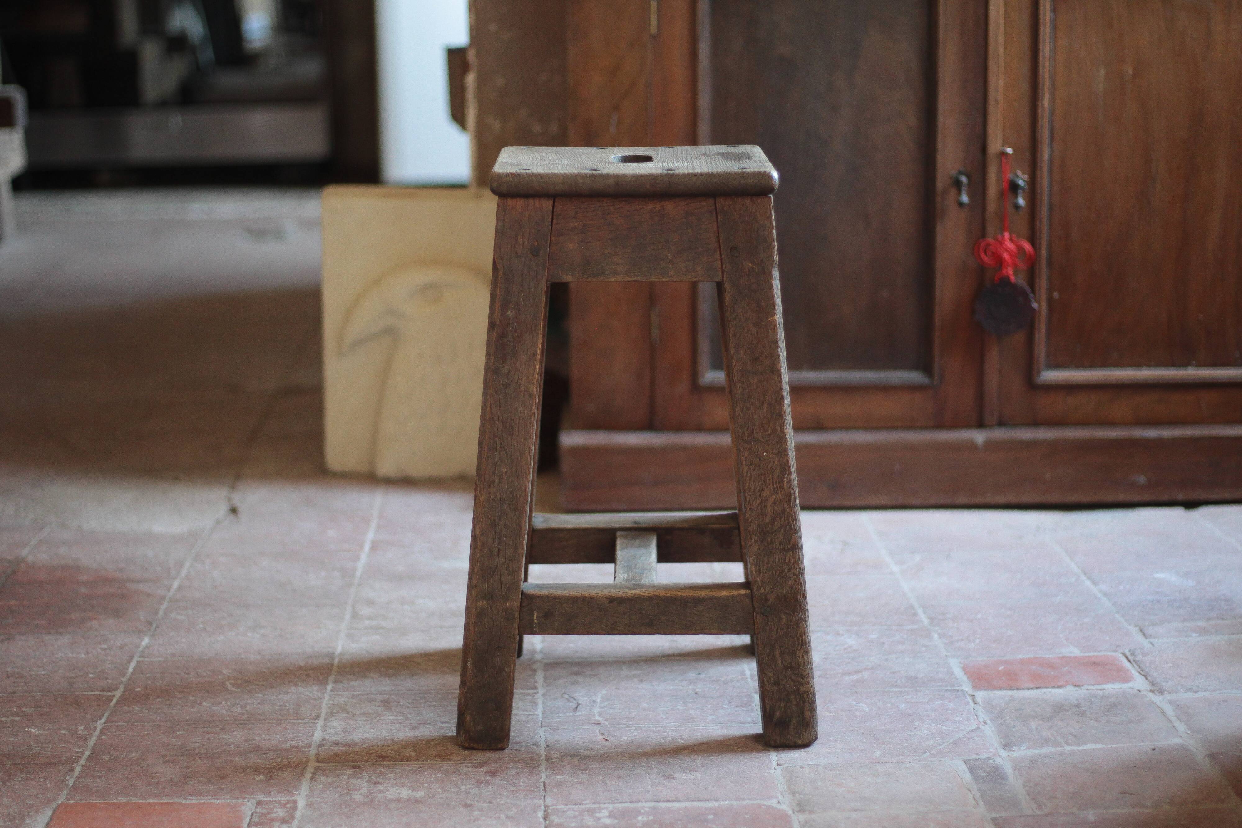 Vintage stool, solid oak stool, accent chair, decor