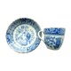 Coffee or teacup on saucer, Lunéville Lace model, in blue