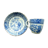 Coffee or teacup on saucer, Lunéville Lace model, in blue