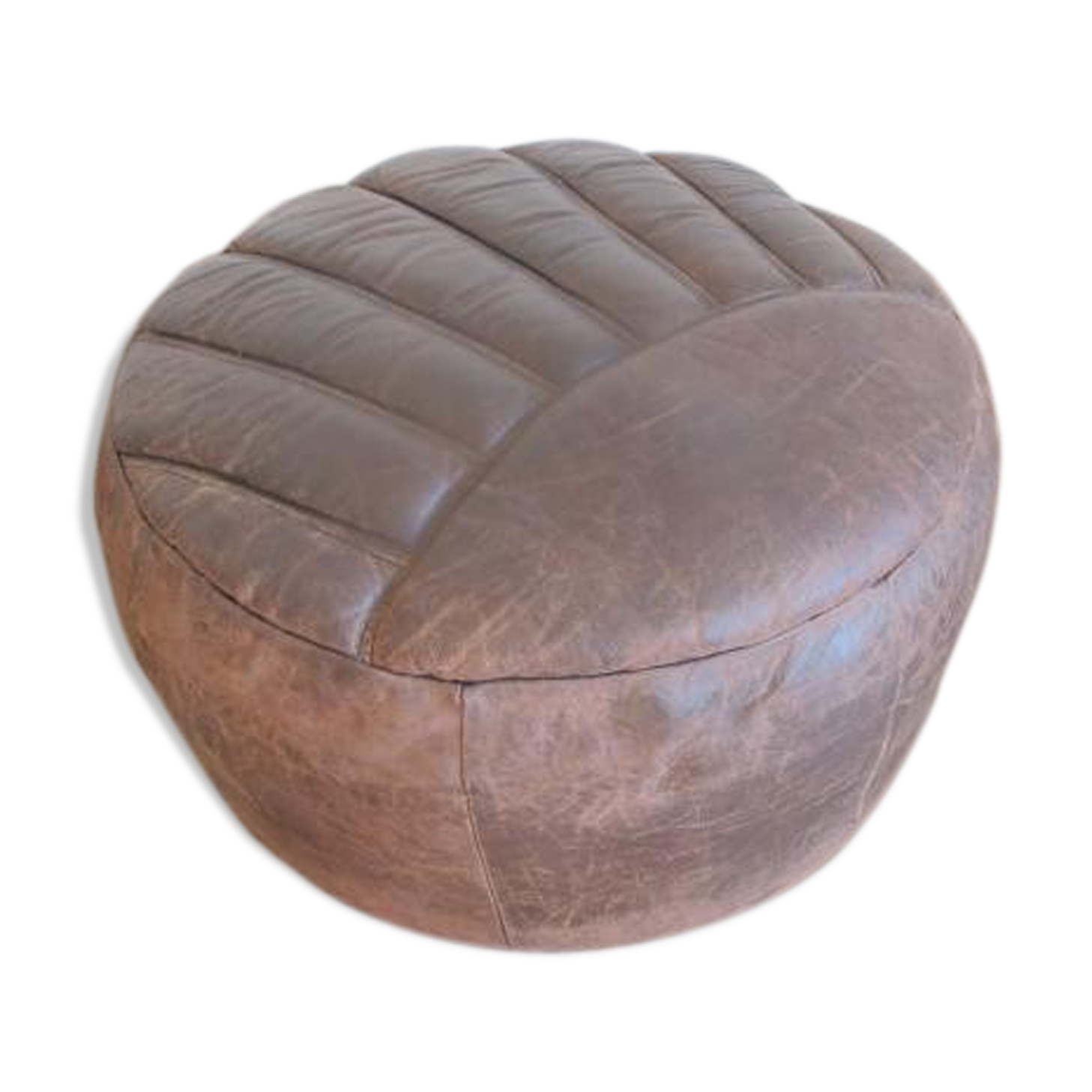 Pouf Vintage en Cuir Marron, 1960s Selency