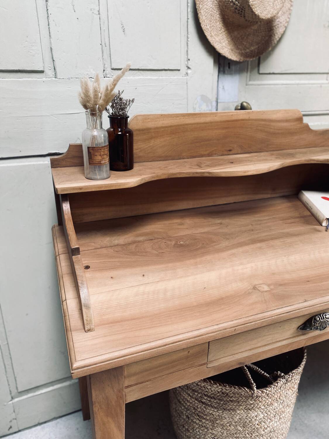 Antique solid oak secretary – gently refurbished