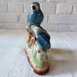 Vintage kitsch iridescent porcelain bird statuette