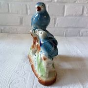 Statuette oiseaux porcelaine irisée vintage kitsch