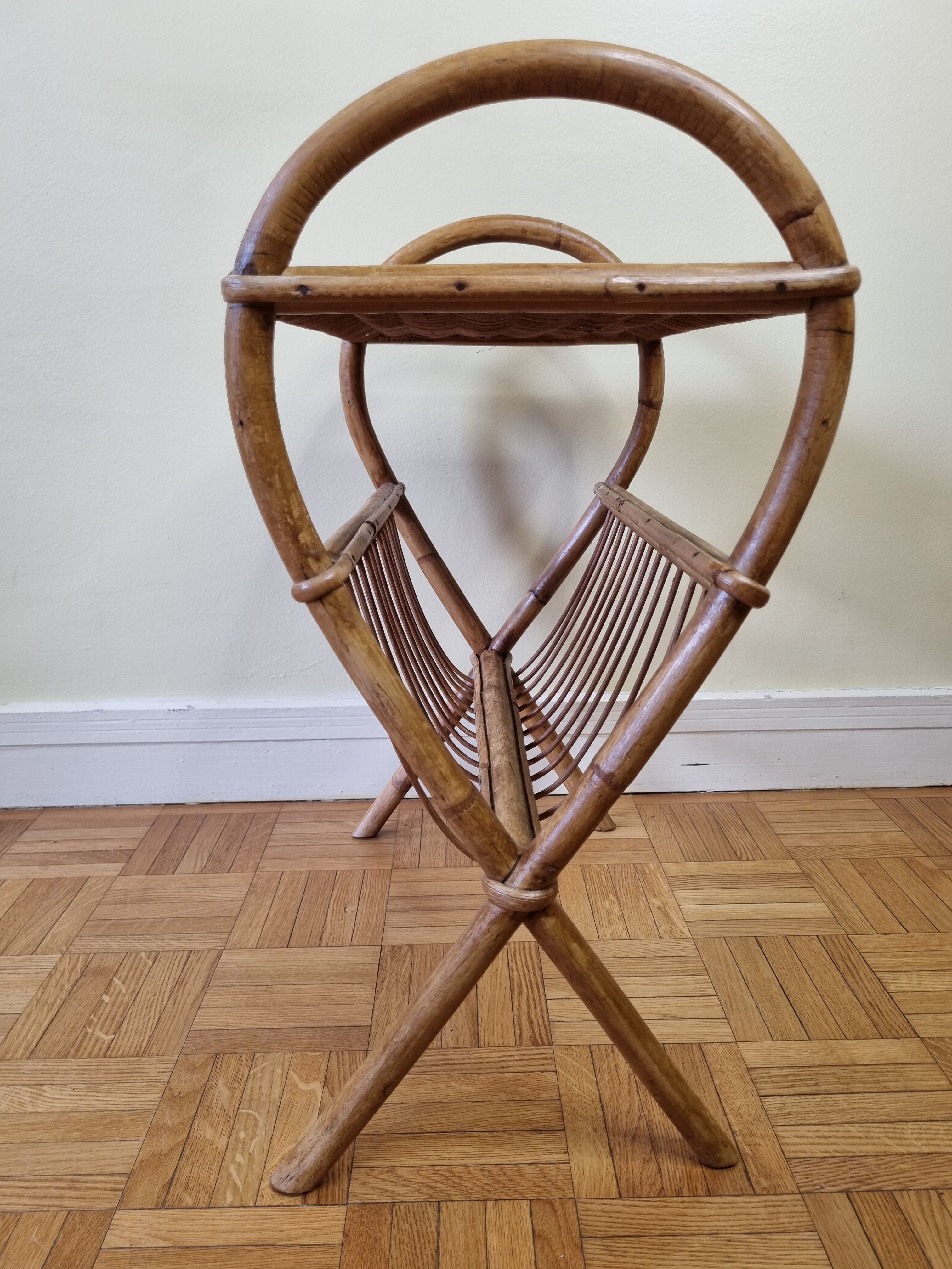 Vintage rattan magazine holders, 50s-60s