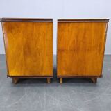 Pair of Mid-Century Walnut Nightstands with Glass Tops, 1950s