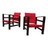 pair of oak safari armchairs, 1950