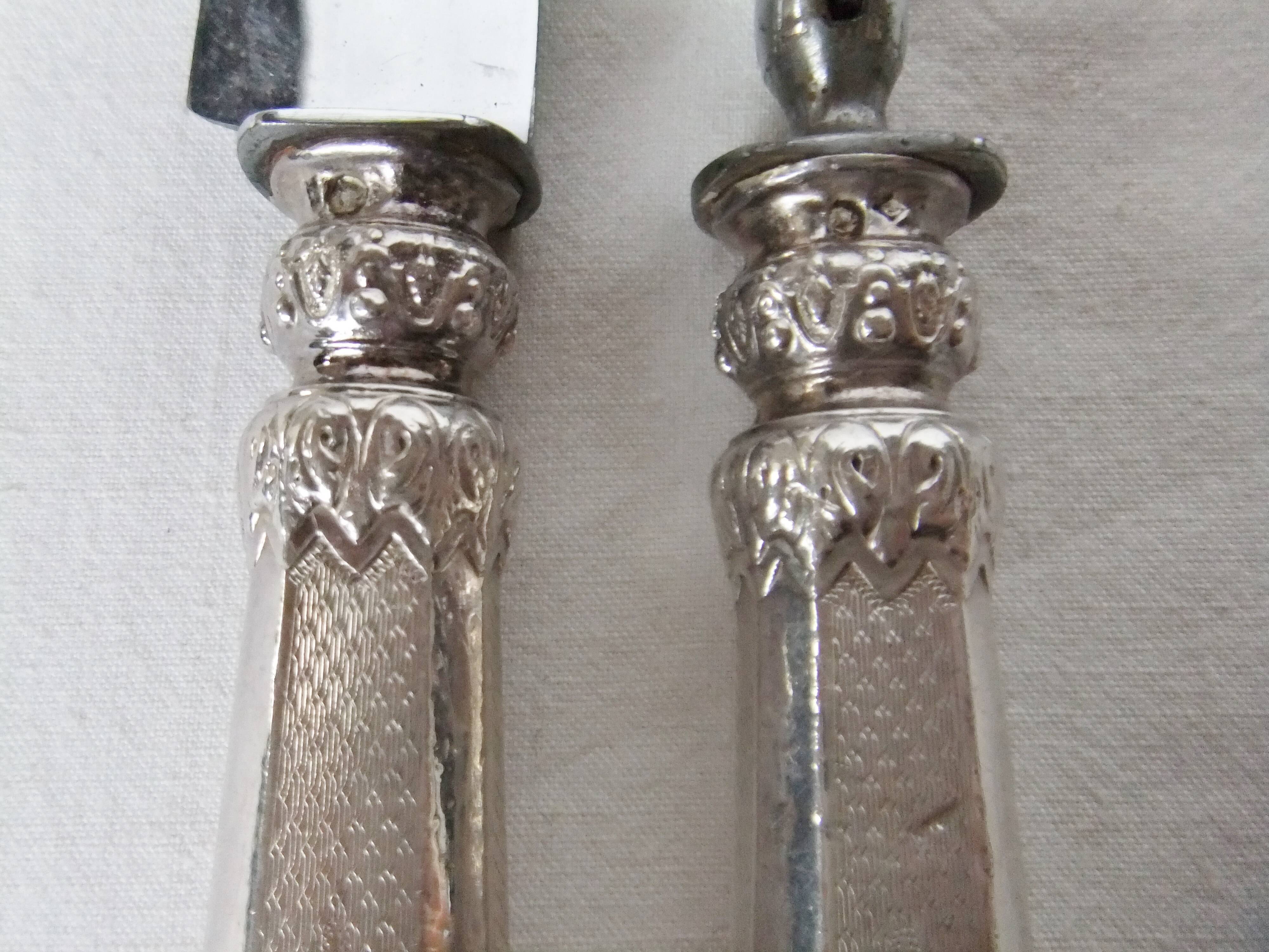 Leg service covered fork solid silver knife