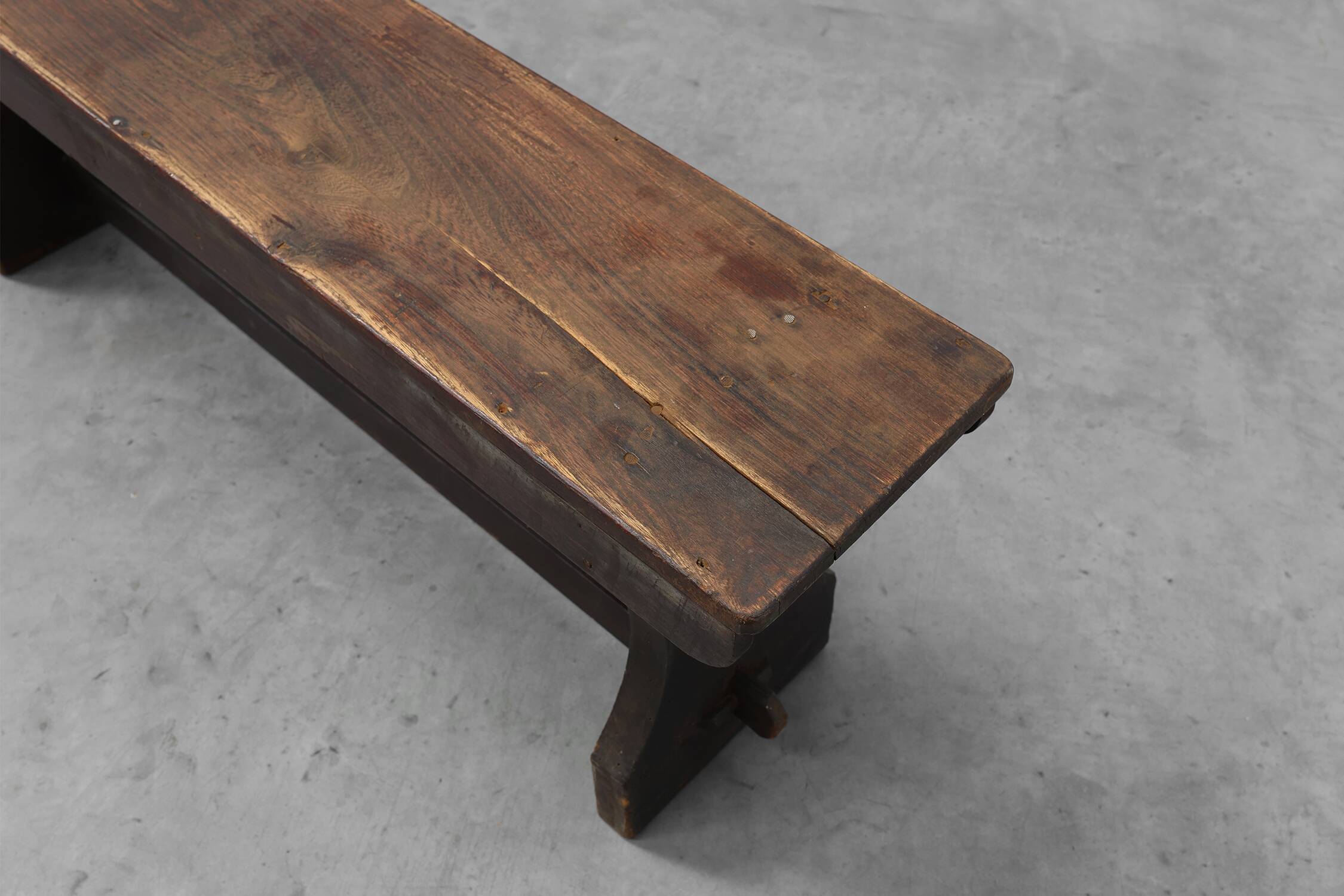 Rustic wooden bench in Wabi Sabi style, France 1900s