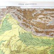 Vintage map of India 43x43cm from 1950.