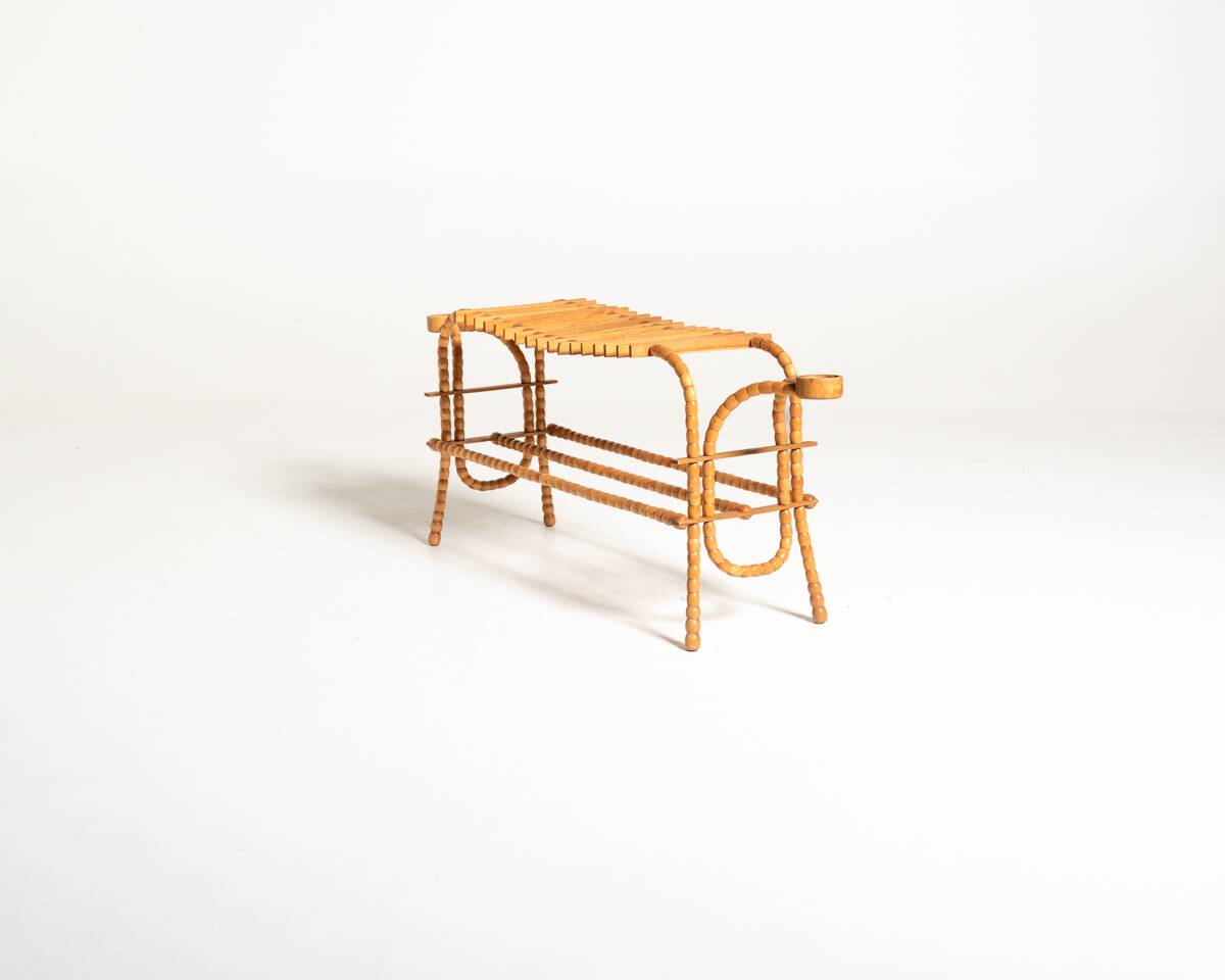 Scandinavian birch and elm flower stand, 1940s