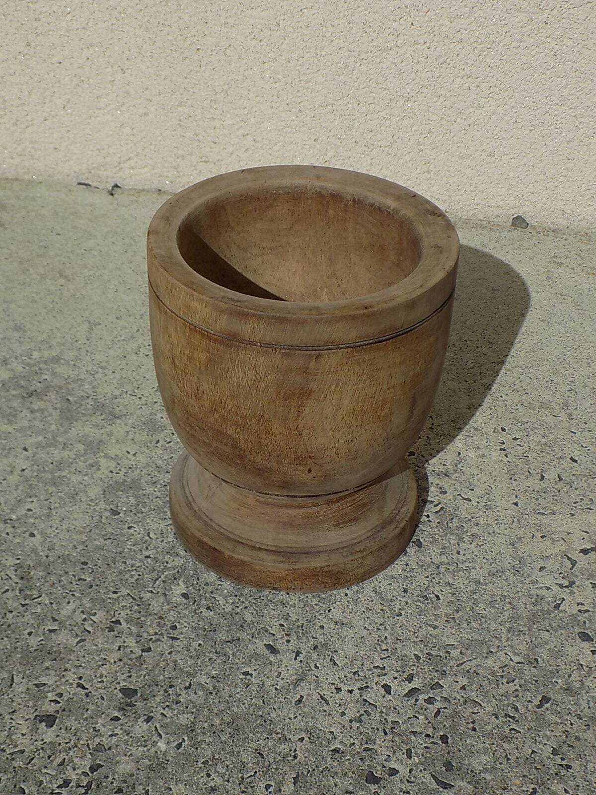 Turned solid wood flowerpot