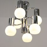 Vintage Italian Chrome and Opaline Chandelier