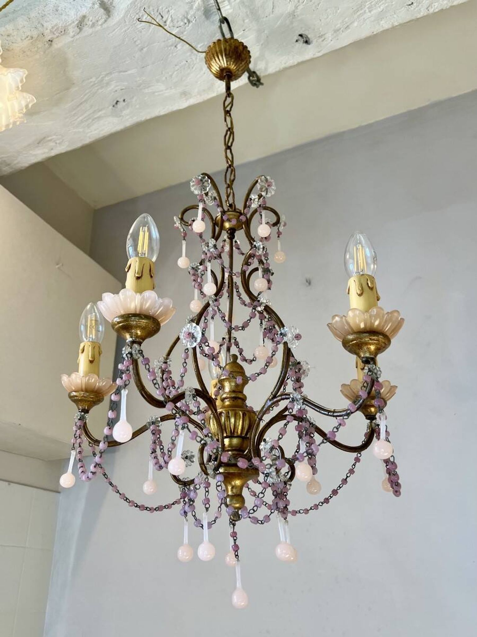 Lustre italien opaline rose