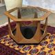 1970s octagonal GPlan gueridon in teak with a glass top.