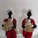 Set of 2 murano candlestick statuettes