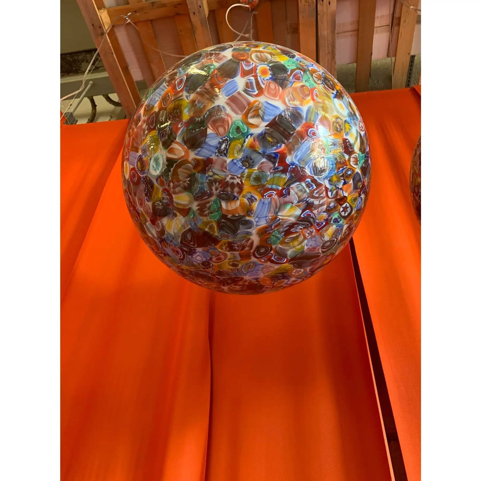 Multicolored Murrine Sphere in Contemporary Murano-Style Glass