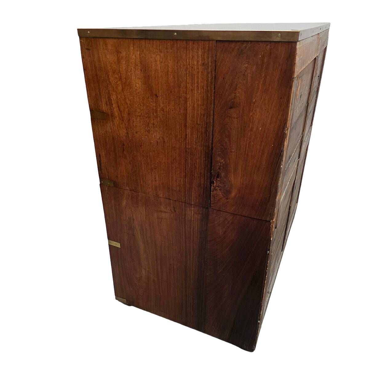 Antique English Mahogany Campaign Chest Of Drawers, 1820/30s
