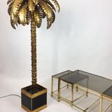 Lampadaire des années 70 forme palmier métal doré