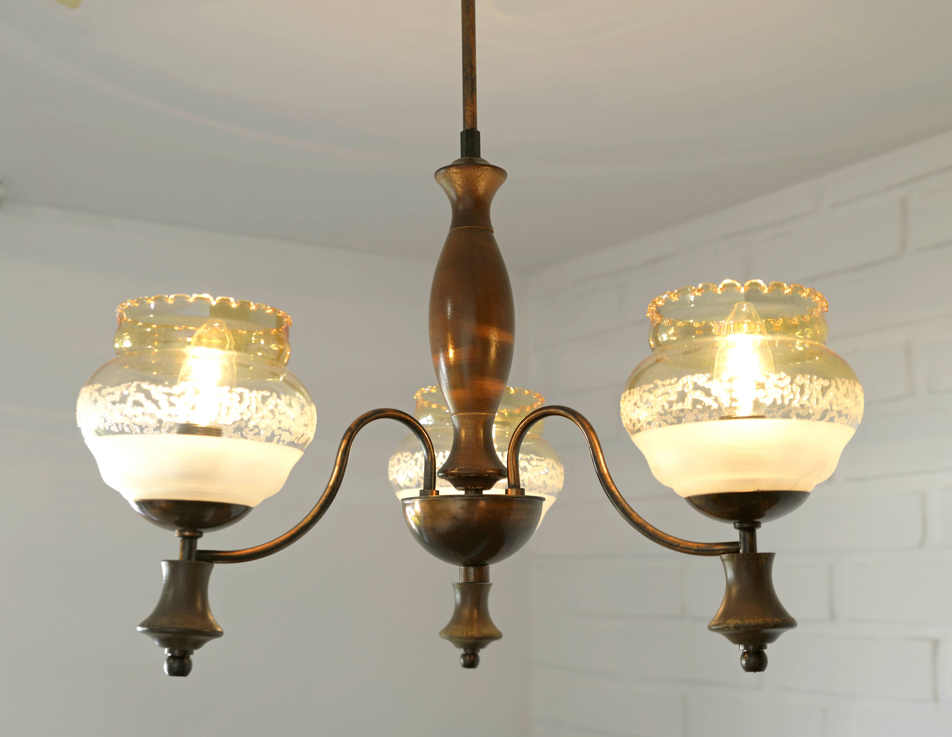 Vintage Pendant Light / Copper Rustic Hanging Lamp / Colonial Chandelier