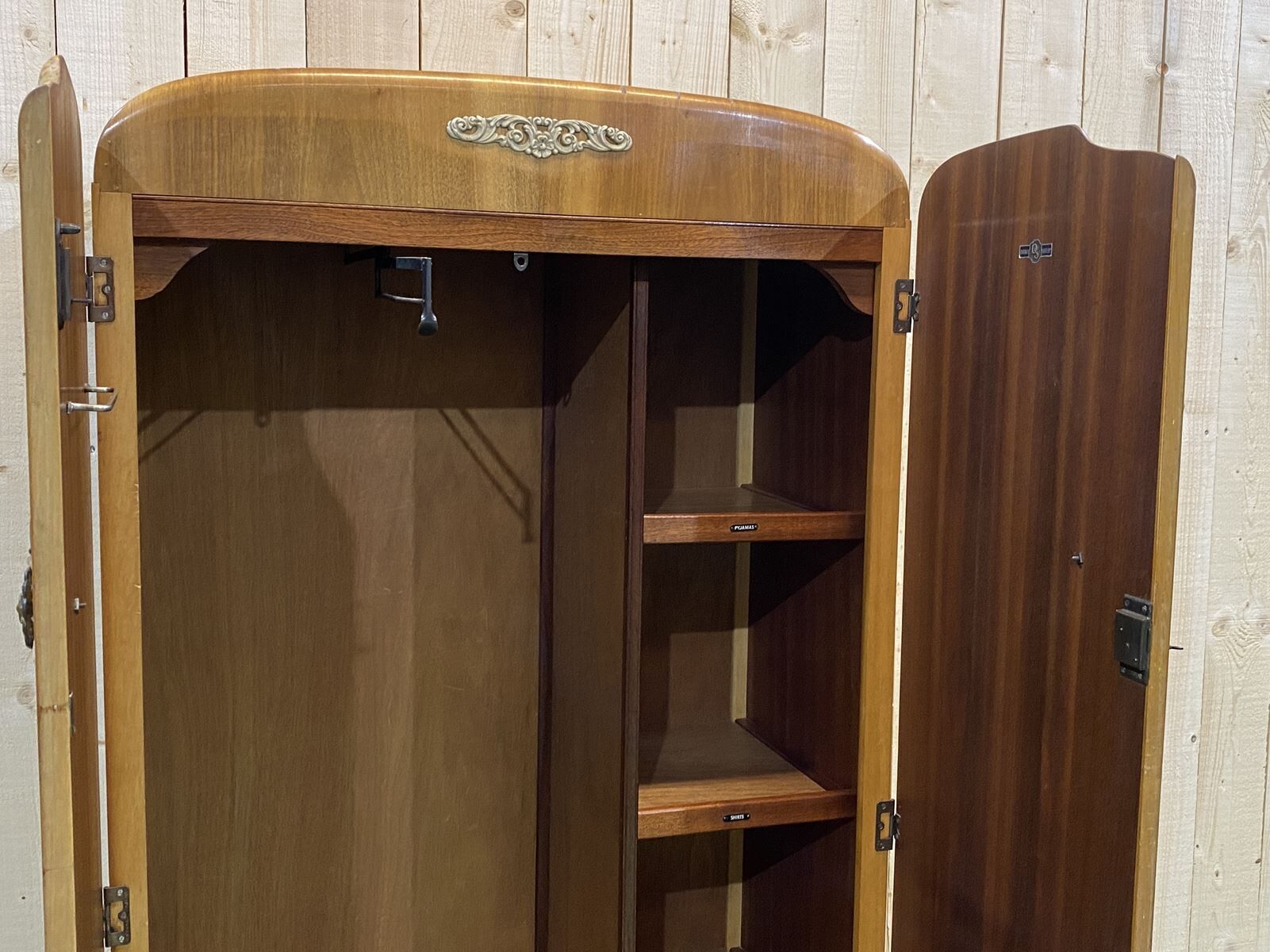 English 1960s student cabinet in elm magnifying glass