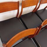 Set of 6 vintage Scandinavian Fristho Franeker chairs in teak and skai from the 60s