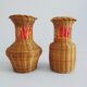 Pair of rattan vases, braided vase 1960