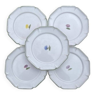Gien - 5 grandes assiettes Gien Morton