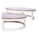 Original midcentury coffee nest tables, cherry wood, france, 1960s