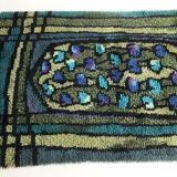 Original Abstract Scandinavian High Pile Abstract Rya Rug Carpet, Sweden, 1960s 115x195cm