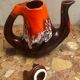 Enamelled ceramic coffee pot signed Vallauris - 1960s