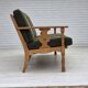 1970s, Danish 3-seater sofa, green furniture wool, solid oak wood.