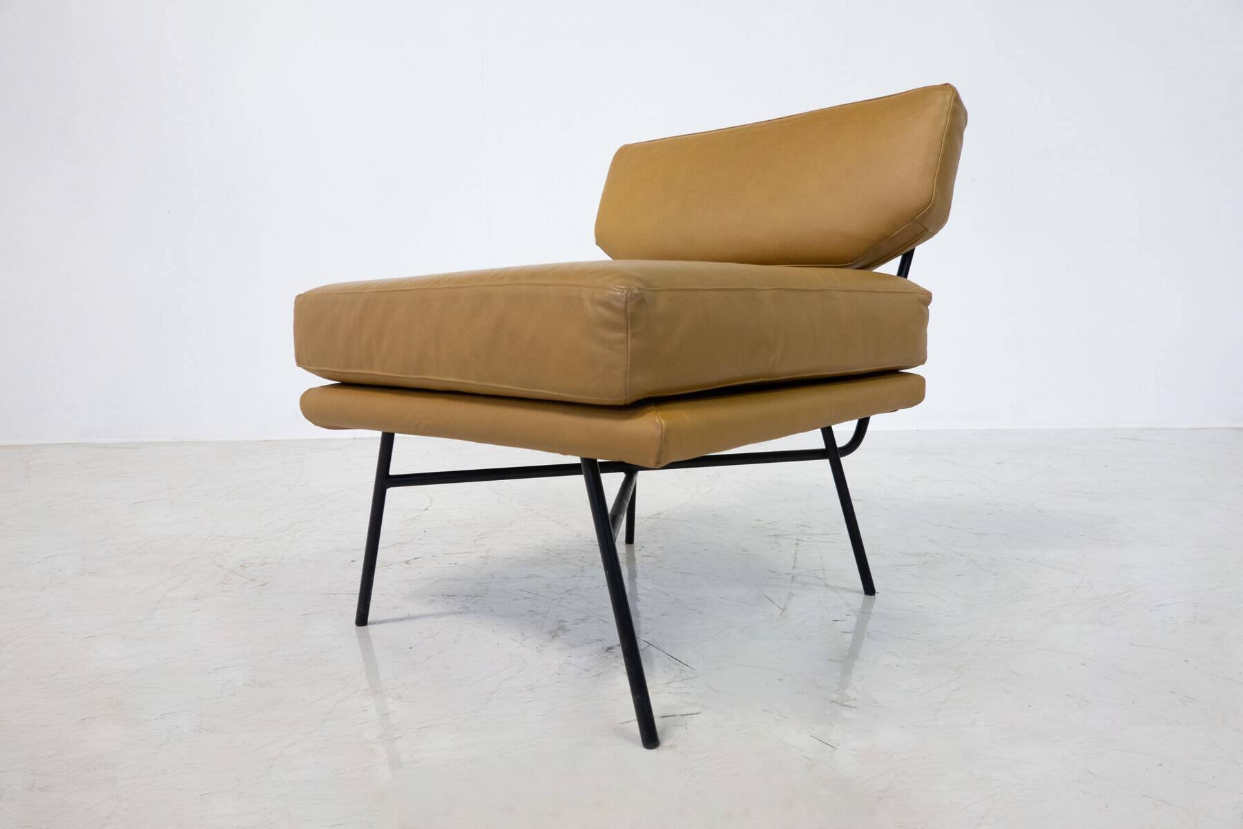 Mid-Century Modern 'Elettra' Set of 3 Armchairs by Stdio BBPR for Arflex, Leather and Iron, 1950s