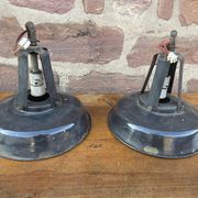 Paire de lampes suspension industriel émaillé mazda reflecto lux