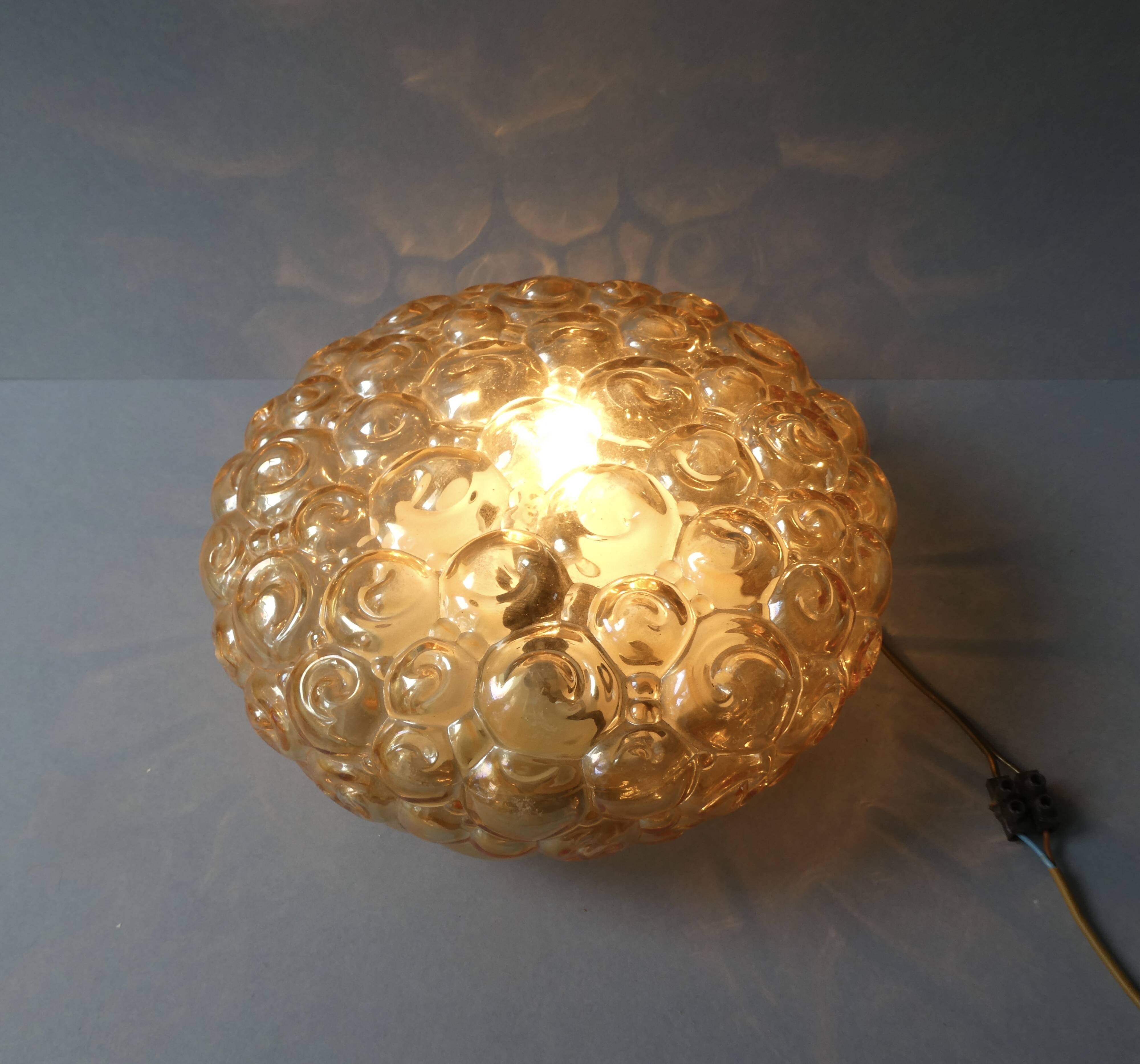 Amber glass ceiling light from the 70s