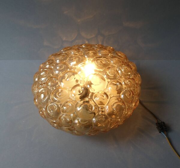 Plafonnier en verre ambré des années 70