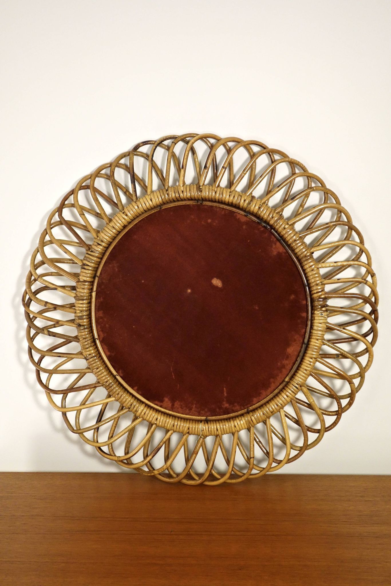 Rattan and bamboo mirror attributed to Franco Albini, Italy 1960's
