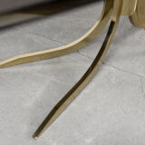 Vintage brass hollywood regency gold glamour coffee table with glass top, 1970s