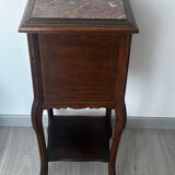Nightstand / side table in wood and marble, late 19th century.