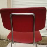 2 chairs in red skaï metal struxture 70s