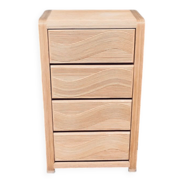 Vintage Rattan High Chest of Drawers, 1980s