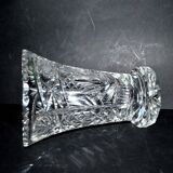 Vase ancien en cristal de Bohème - motifs étoiles palmette taillés H22.5cm