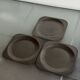 Set of Three Enamelled Steel Plates Space Age Design 70's (Swiss Made)