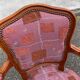 Bergère cabriolet armchair Louis XV in embroidered burgundy silk fabric.