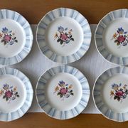 6 assiettes à dessert anciennes en faïence de Sarreguemines