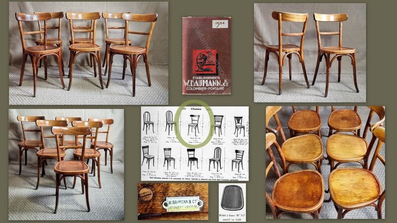 6 Baumann chairs n°105 years 30