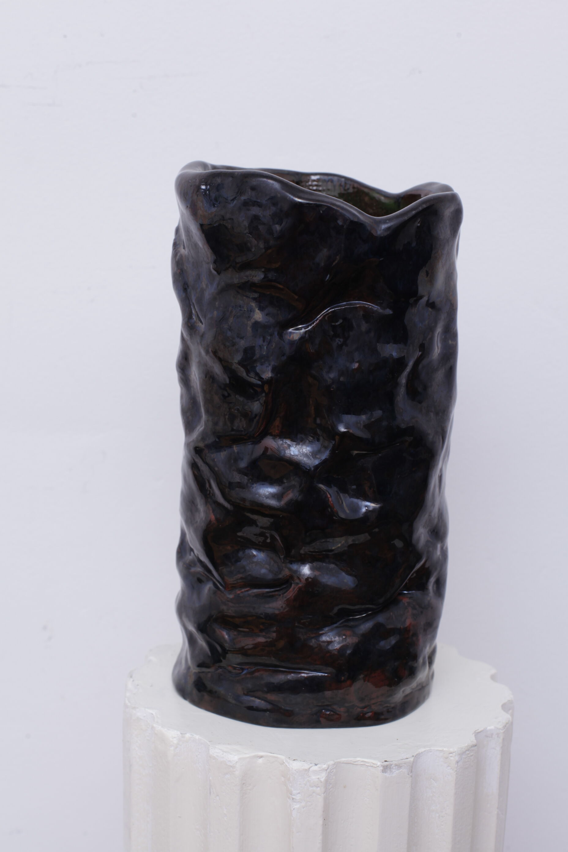 Thick black ceramic vase