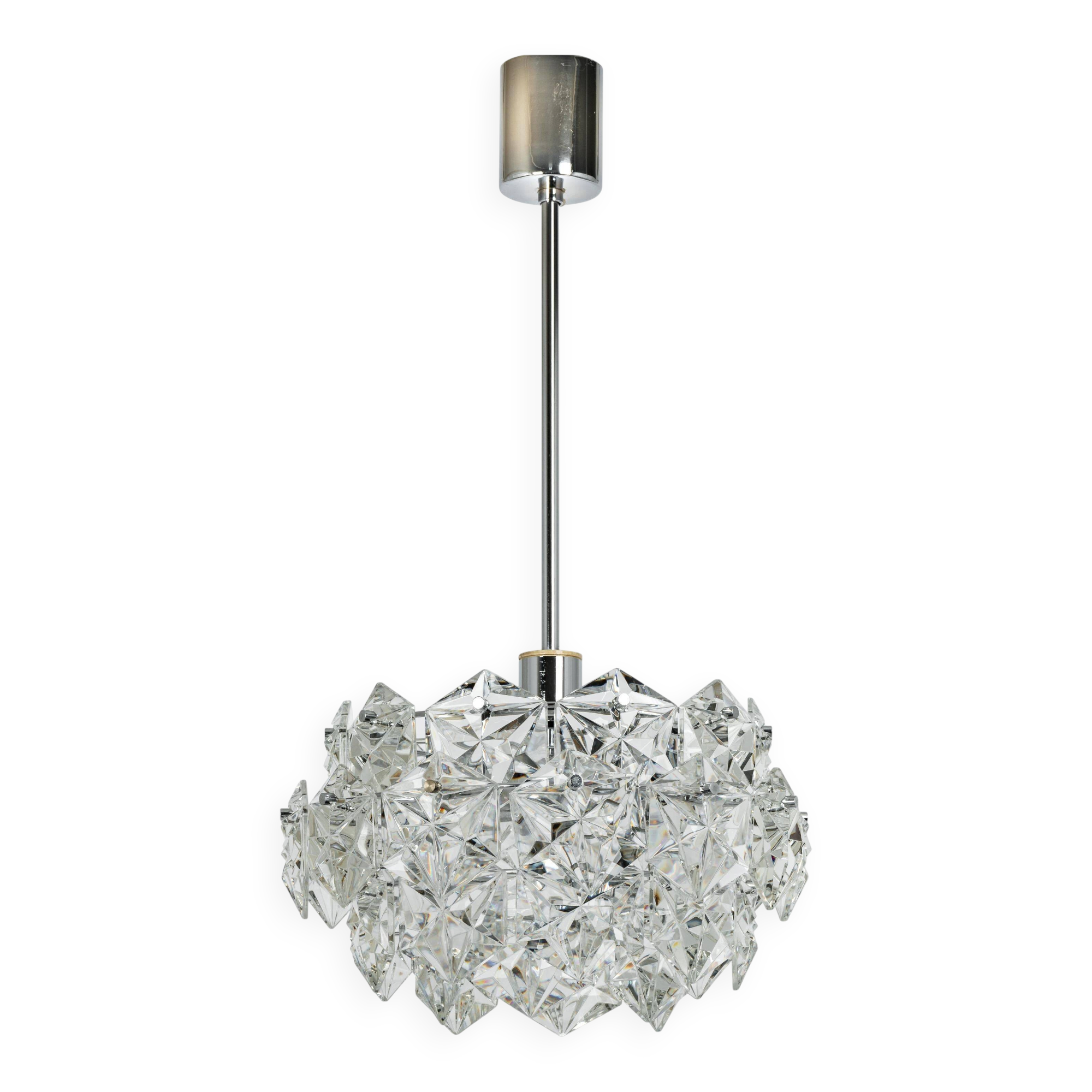 Small and Superb Pendant, Chrome and Crystal Glass by Kinkeldey, Germany, 1970