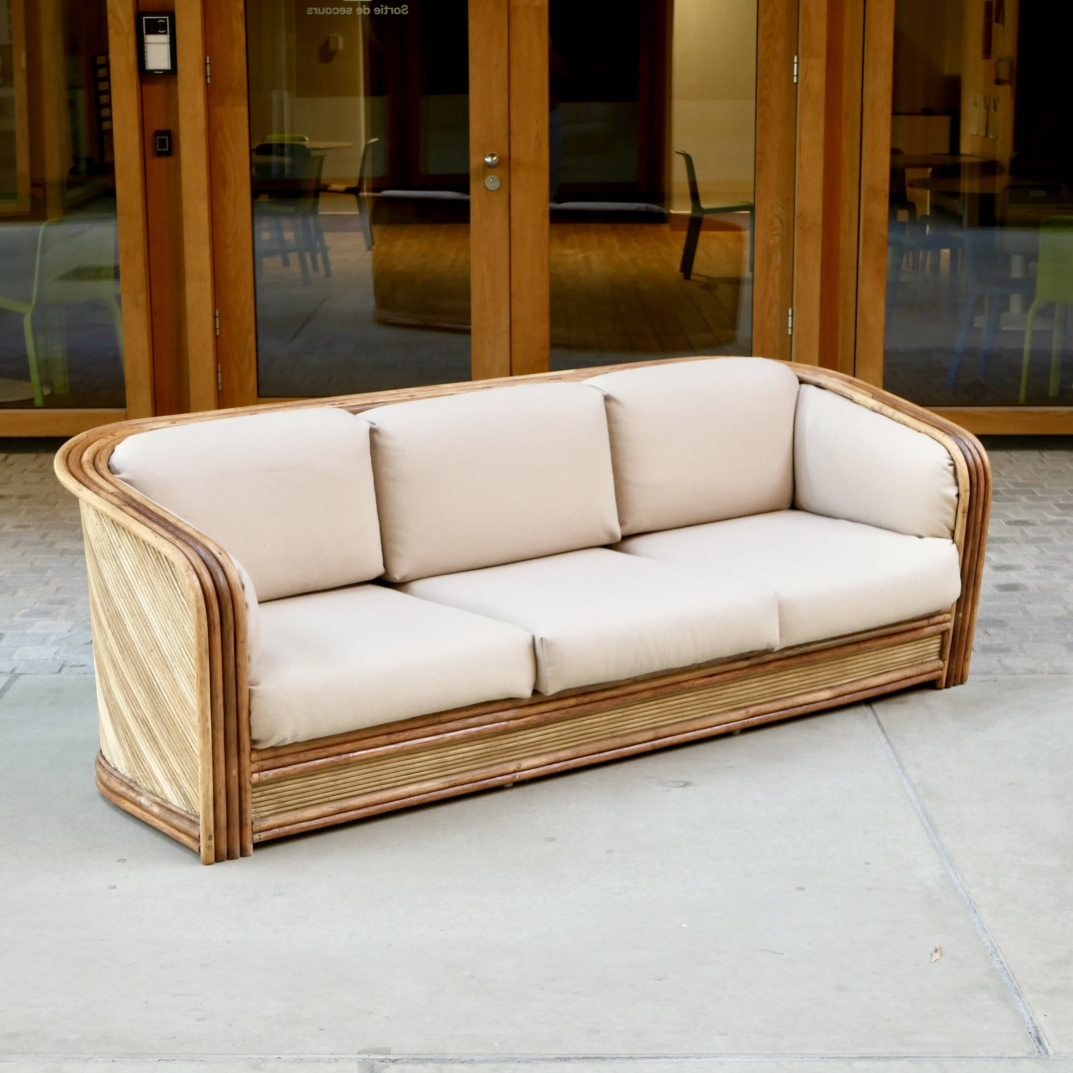 Maugrion rattan sofa for Roche Bobois, 1970s