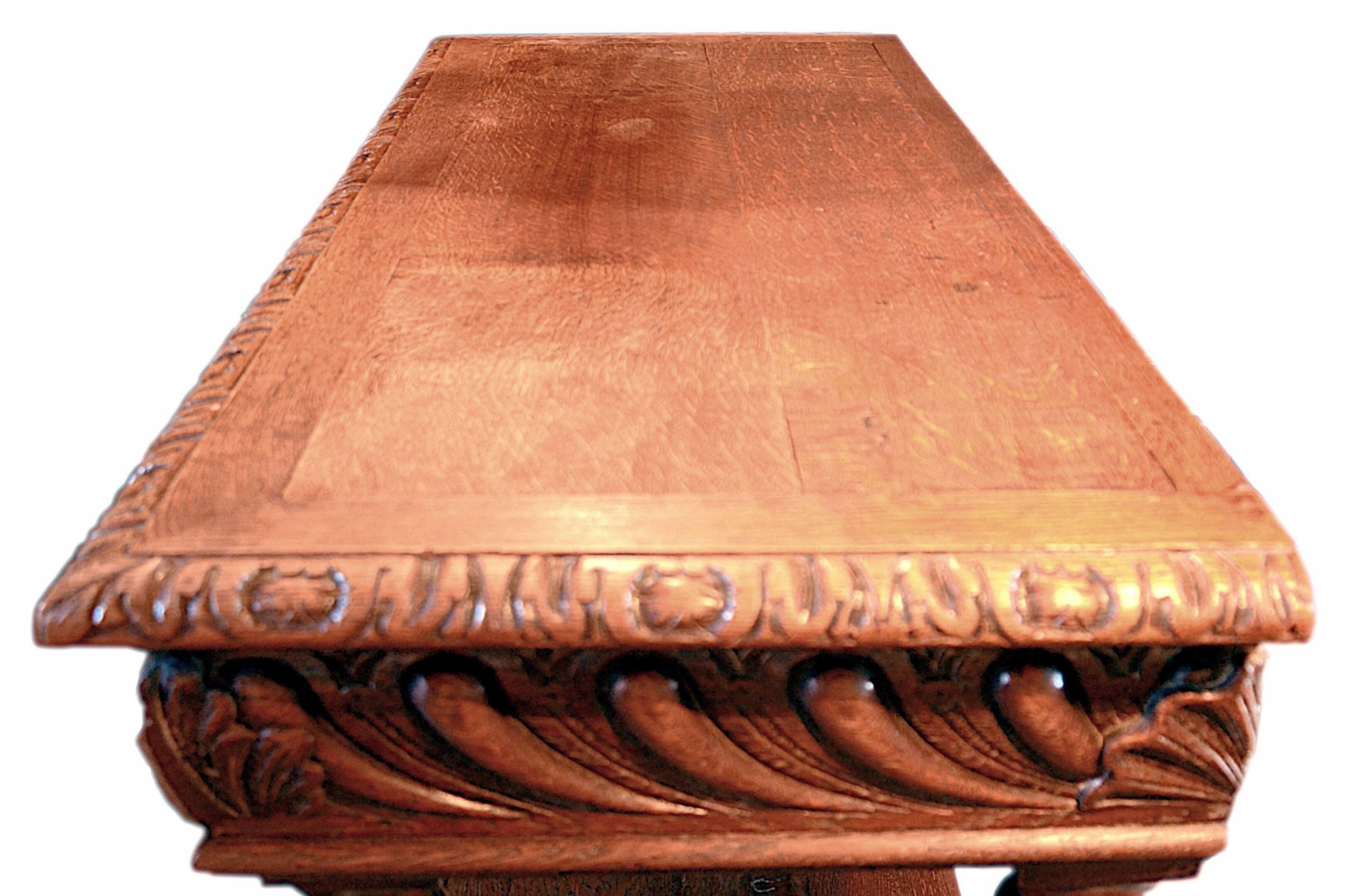 Console or small oak sideboard, 1900s, Louis XIII style, 100x40cm.